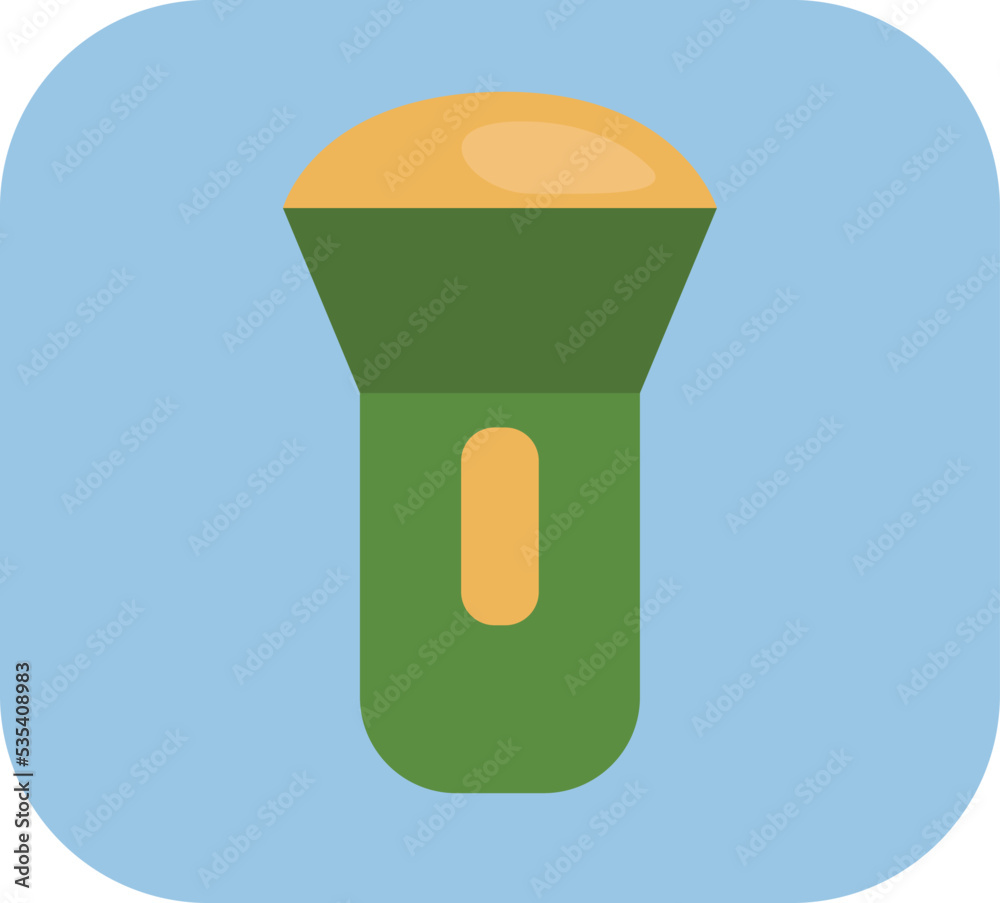 Camping flashlight, illustration, vector on a white background. Camping flashlight, illustration, vector on a white background.