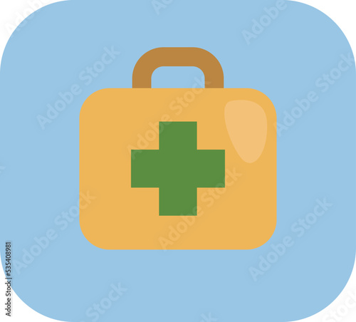 Camping first aid kit, illustration, vector on a white background.