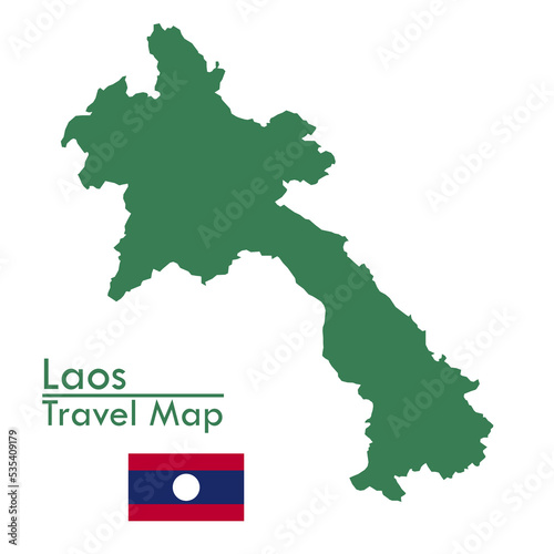 Map-Green Laos map with national flag