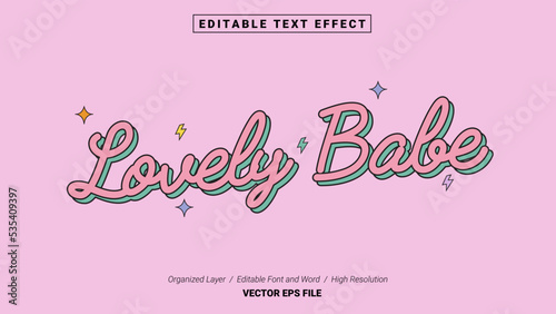 Editable Lovely Babe Font Design. Alphabet Typography Template Text Effect. Lettering Vector Illustration for Product Brand and Business Logo.
