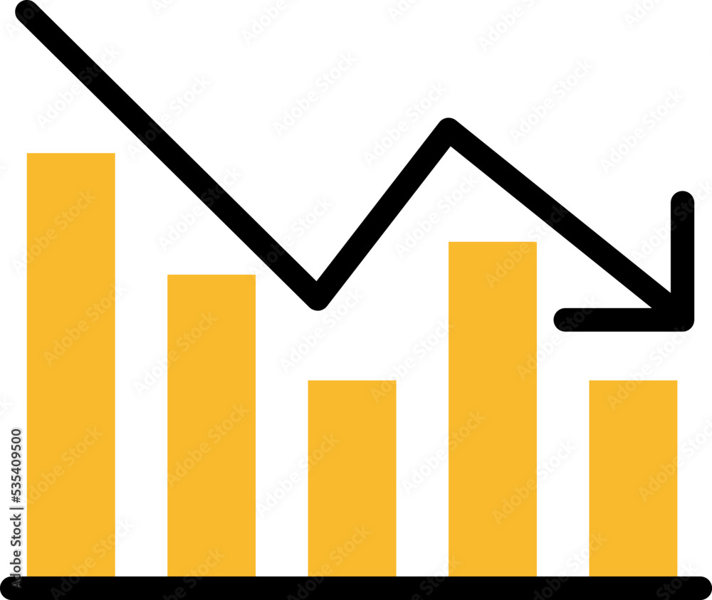 Data chart decreasing, illustration, vector on a white background. Data chart decreasing, illustration, vector on a white background.