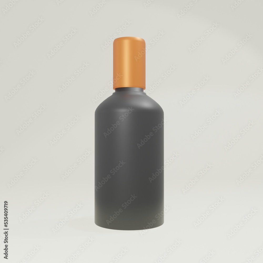 Amber Spray Bottle Mockup - One Bottle. Blank Label. 3D Illustration background