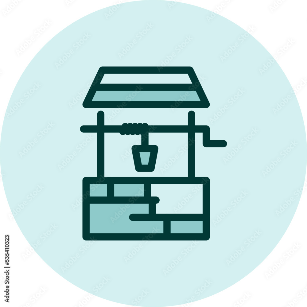 Farming water well, illustration, vector on a white background. Farming water well, illustration, vector on a white background.