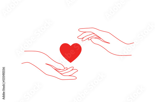love logo with hand line art vector illustration 