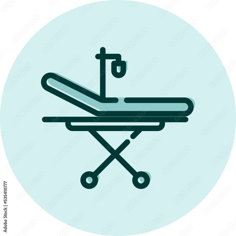 Medical bed, illustration, vector on a white background. Medical bed, illustration, vector on a white background.