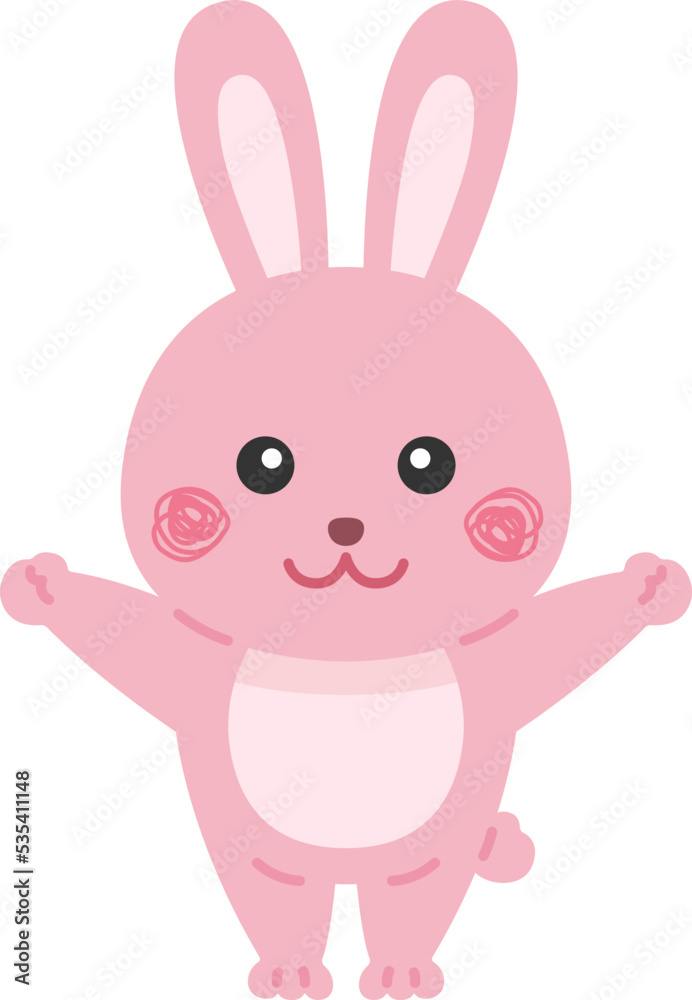 両手を広げた、ウサギのキャラクターのイラスト 両手を広げた、ウサギのキャラクターのイラスト