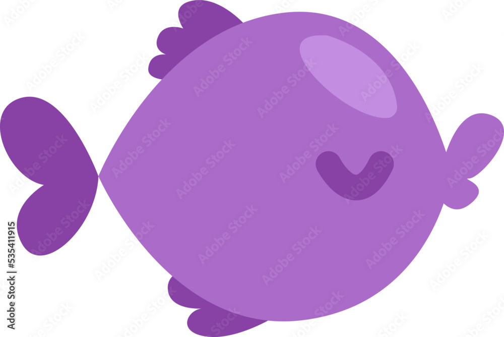 Purple fish, illustration, vector on a white background. Purple fish, illustration, vector on a white background.
