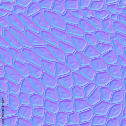 Normal map of leaf tissue layer under a microscope. Bump mapping of plant cell texture. Microbiology scientific structure illustration. 3d rendering shader of epidermal material