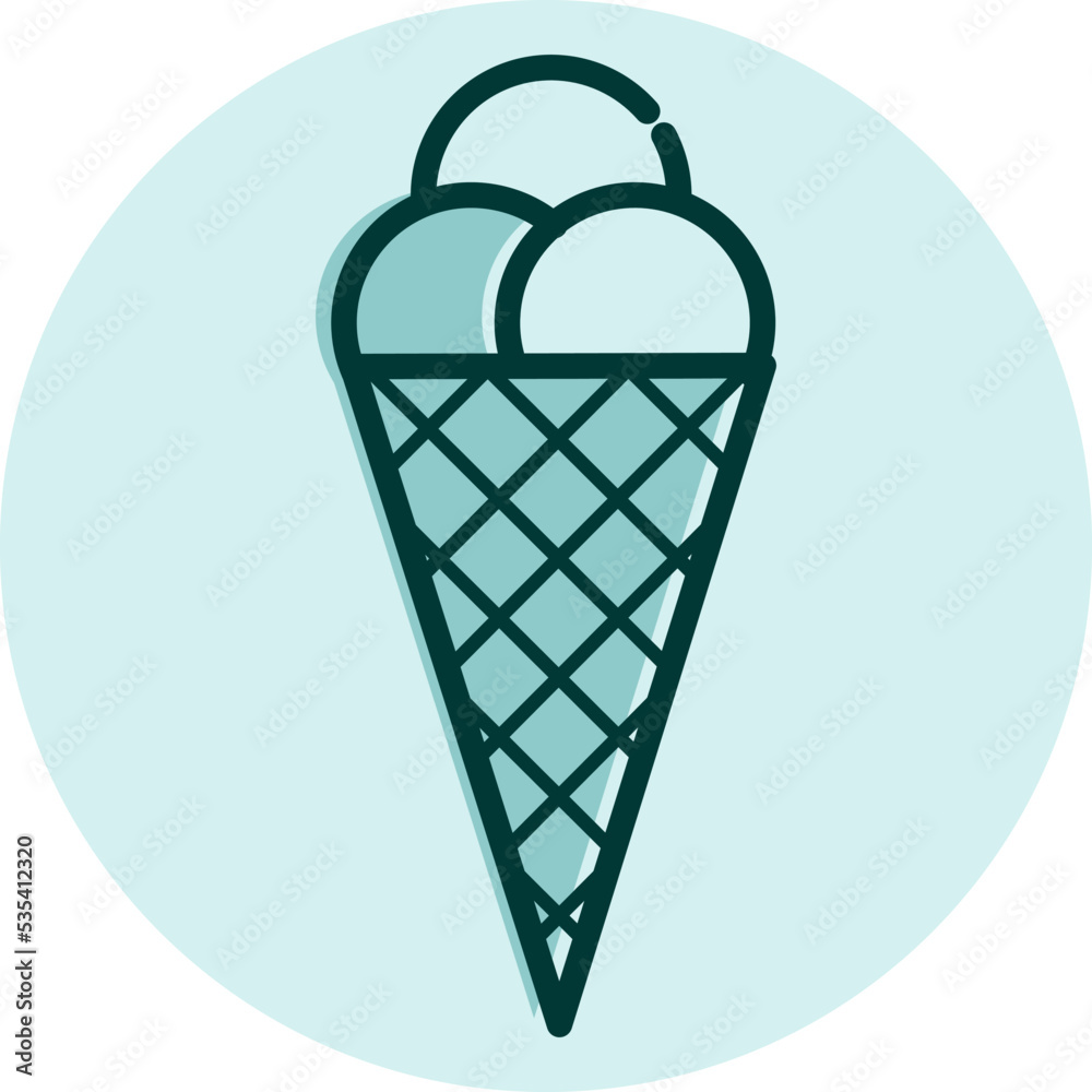 Ice cream in cone, illustration, vector on a white background. Ice cream in cone, illustration, vector on a white background.
