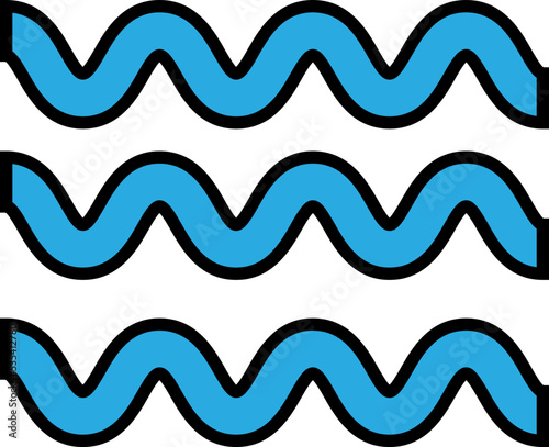 Water waves, illustration, vector on a white background.