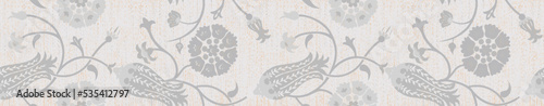 French gray botanical floral leaf linen seamless pattern with 2 tone country cottage style motif. Simple vintage rustic fabric textile effect. Primitive modern shabby chic kitchen cloth design.