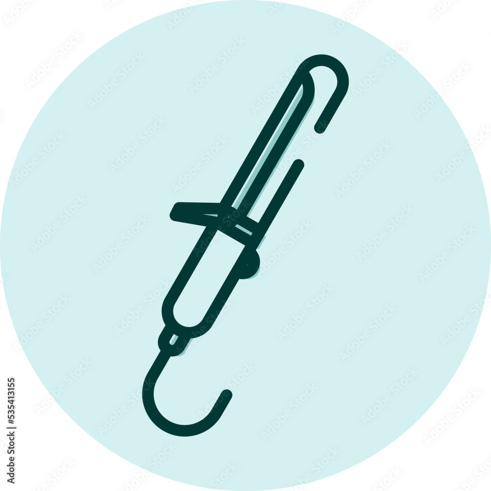 Beauty curling iron, illustration, vector on a white background. Beauty curling iron, illustration, vector on a white background.
