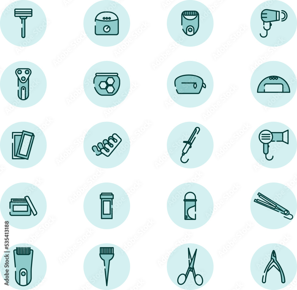 Beauty acessories, illustration, vector on a white background. Beauty acessories, illustration, vector on a white background.