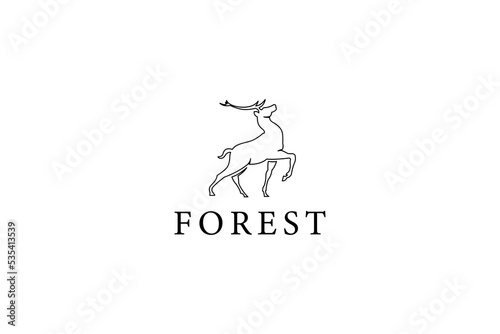 Beauty Elegant Deer Buck Stag Hart Elk Reindeer Silhouette Logo Design Vector