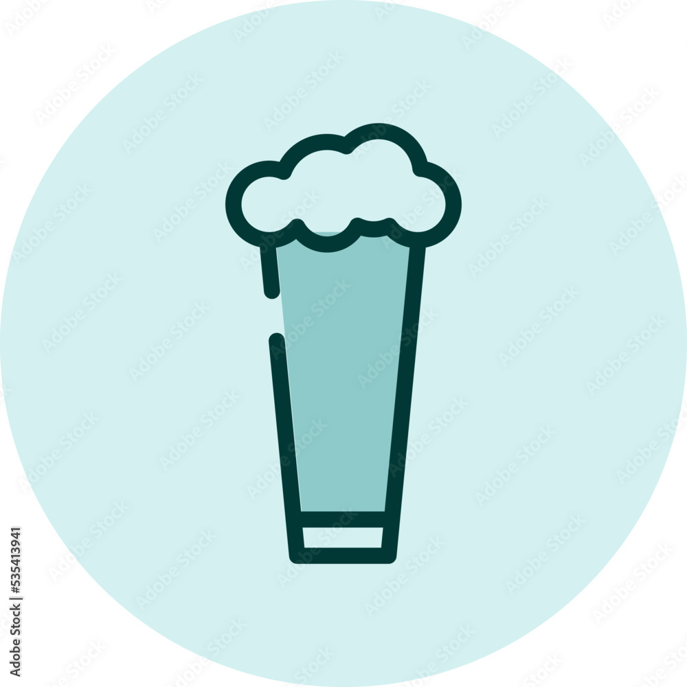 Glass of cold beer, illustration, vector on a white background. Glass of cold beer, illustration, vector on a white background.