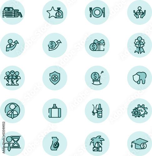 Employee benefits, illustration, vector on a white background.