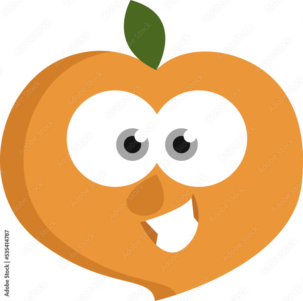 Peach with eyes, illustration, vector on a white background. Peach with eyes, illustration, vector on a white background.