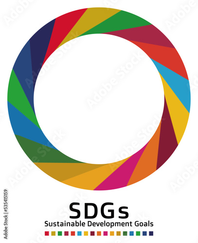 持続可能な開発目標 SDGs エス・ディー・ジーズのコンセプトカラー17色の円形フレーム ベクター