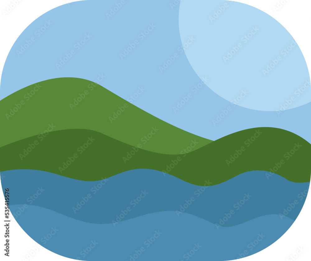 Obraz premium Lake landscape, illustration, vector on a white background.