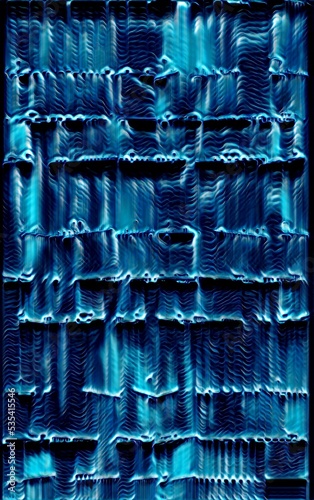 falling cascading water over a regular grid in turquoise and shades of dark blue