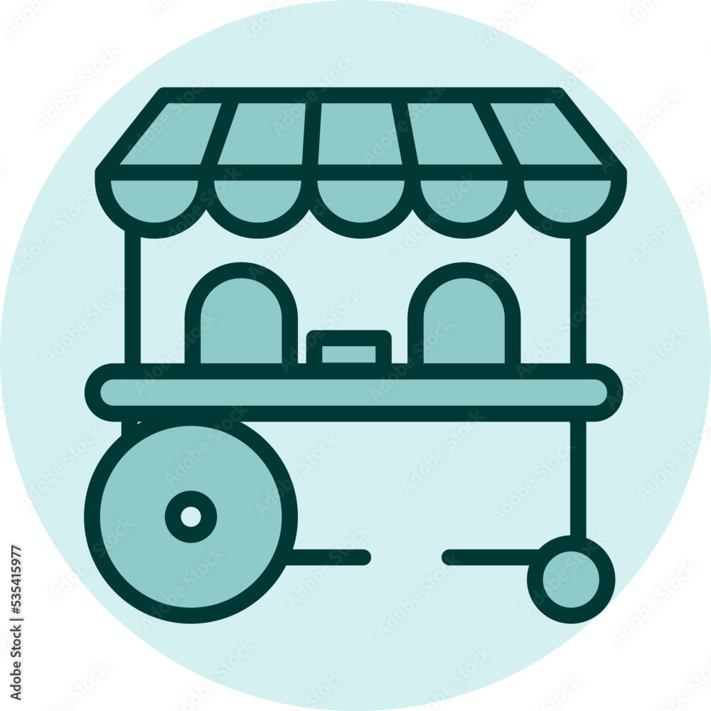 Ice cream shop, illustration, vector on a white background.