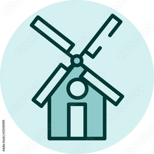 Wind mill, illustration, vector on a white background.