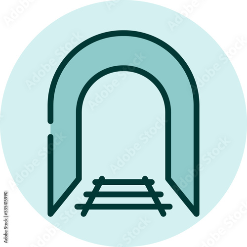 Railway tunel, illustration, vector on a white background.