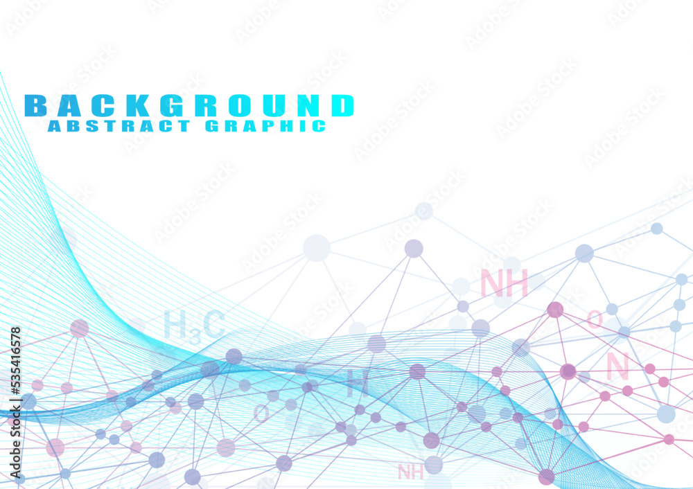 Abstract background with connecting lines and molecular wave points. advertising design