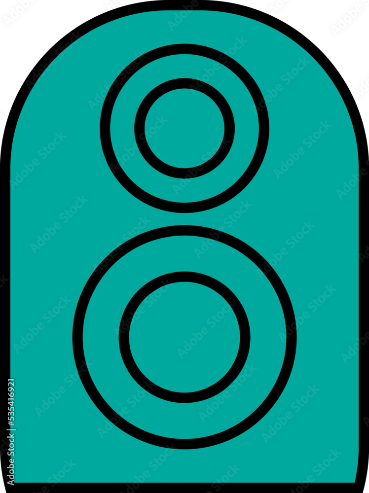 Technology device music speaker, illustration, vector on a white background. Technology device music speaker, illustration, vector on a white background.
