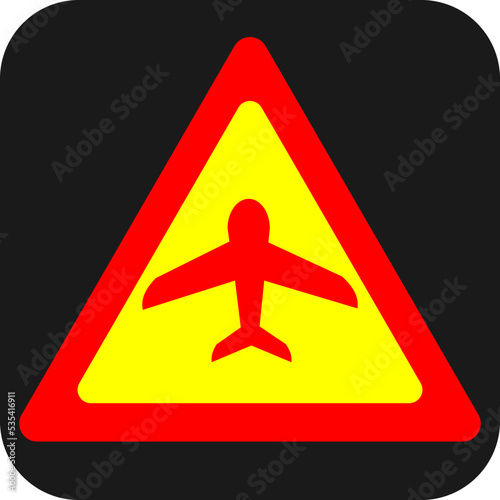 Transportation road sign airport ahead, illustration, vector on a white background.