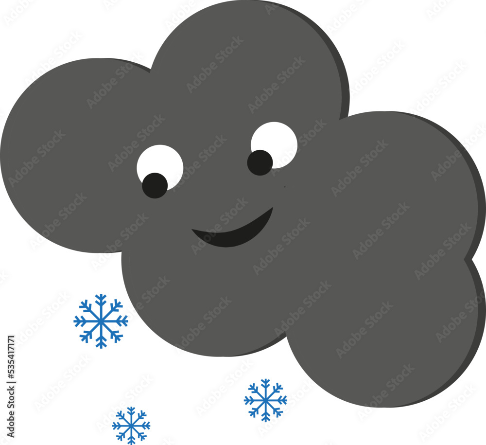 Snowing cloud, illustration, vector on a white background. Snowing cloud, illustration, vector on a white background.