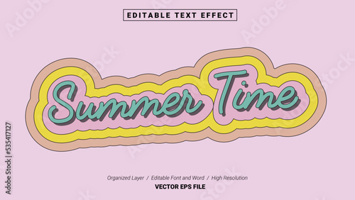 Editable Summer Time Font Design. Alphabet Typography Template Text Effect. Lettering Vector Illustration for Product Brand and Business Logo.
