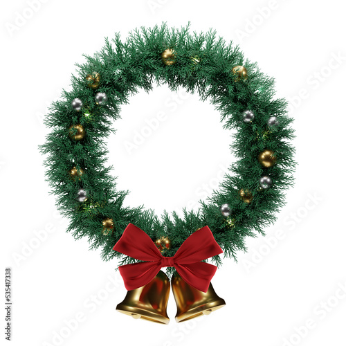 3d Christmas wreath  isolated on white background. Christmas wreath 3d illustration