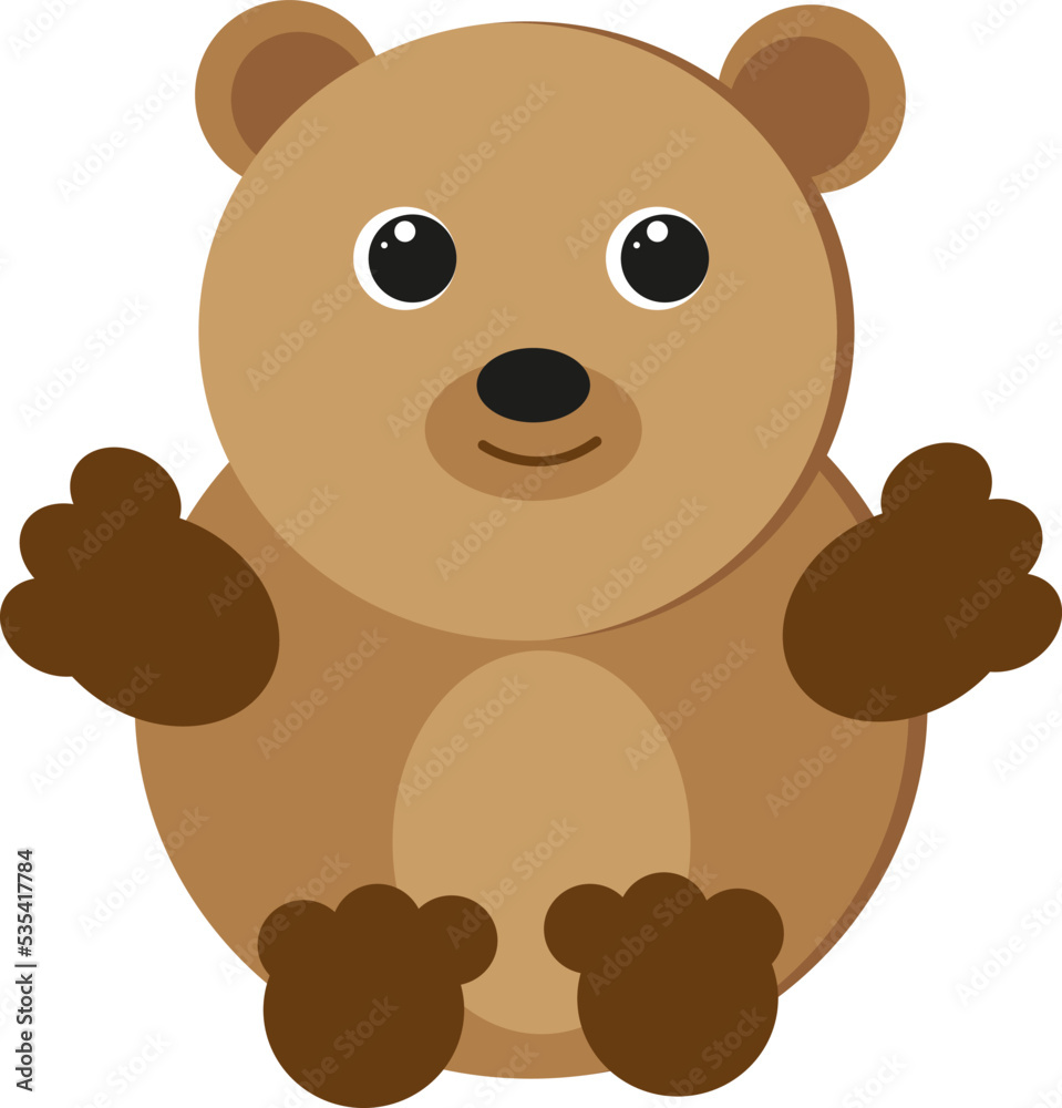 Cute Brown bear, illustration, vector on a white background. Cute Brown bear, illustration, vector on a white background.