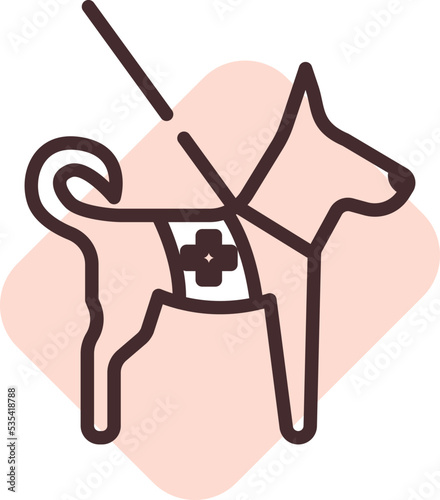 Disability dog, illustration, vector on a white background.