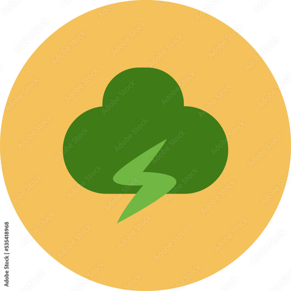 Green ecology thunder cloud, illustration, vector on a white background. Green ecology thunder cloud, illustration, vector on a white background.