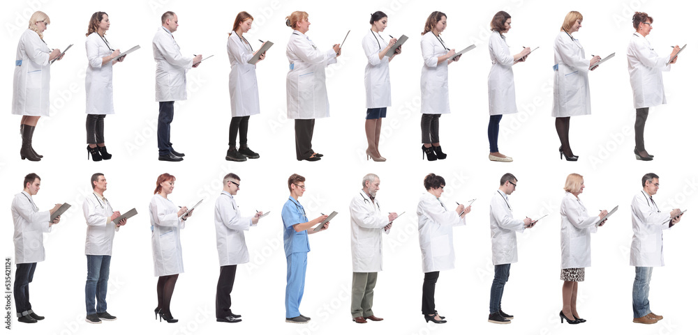 full length group of doctors with notepad isolated full length group of doctors with notepad isolated