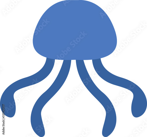 Poisonous blue jellyfish, illustration, vector on a white background.