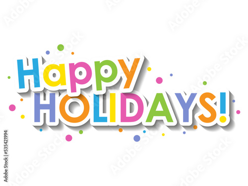HAPPY HOLIDAYS colorful typography banner with dots