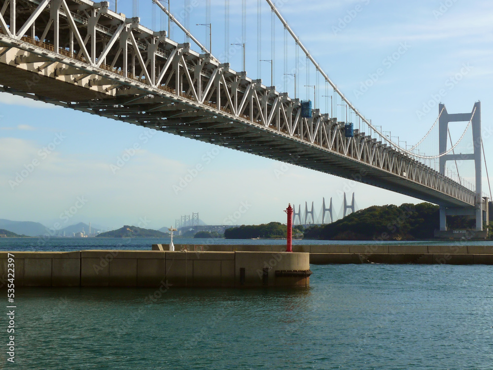 Fototapeta premium 瀬戸大橋。 Japanese big bridge connecting main land and shikoku island.