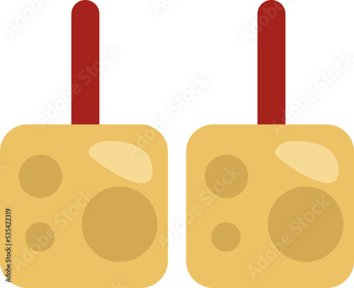 Cheese on stick, illustration, vector on a white background.