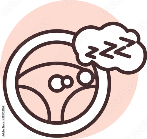 Car accident asleep, illustration, vector on white background.