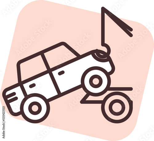 Car towing , illustration, vector on white background.