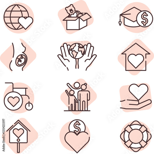 Charity and donation commercial, illustration, vector on white background.
