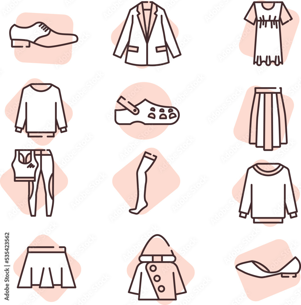 Clothing combinations, illustration, vector on white background. Clothing combinations, illustration, vector on white background.