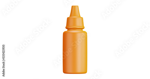 3D cartoon user interface illustration of a eye drop bottle or package icon on an isolated background. With studio lighting and a gradient colourful texture. 3D rendering