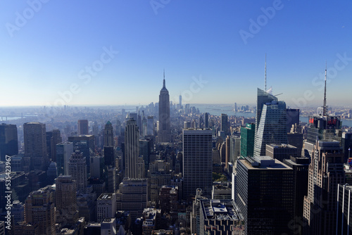 Ausblick auf Downtown Manhattan und Empire State Building vom Rockefeller Center  Manhattan  New York City  New York