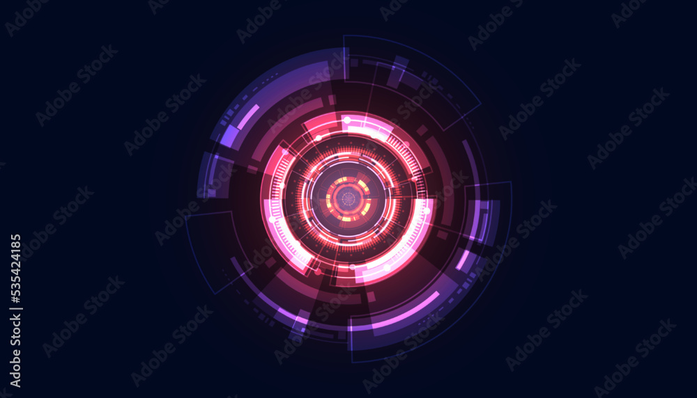 abstract technology ui futuristic concept hud interface hologram elements of digital data chart, communication, computing and circle percent vitality innovation on hi tech future design background