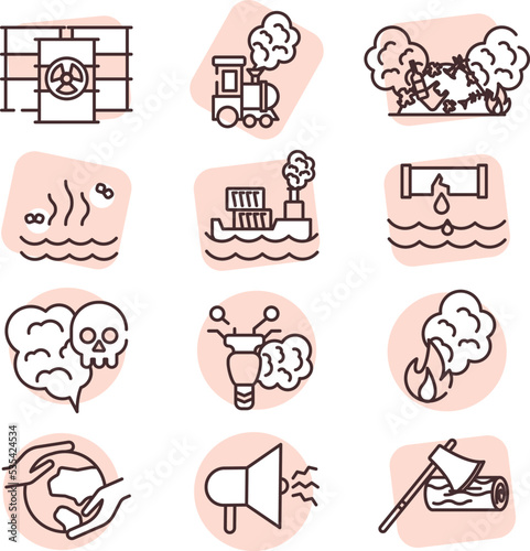 Disaster enviroment, illustration, vector on white background.
