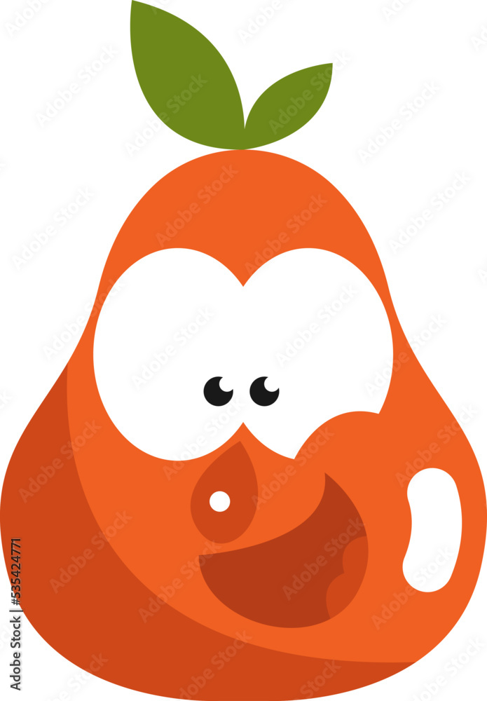 Obraz premium Silly orange pear, illustration, vector on white background.